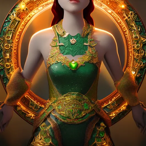 Image similar to wonderful princess of emerald with fair skin, ornate 8 k gorgeous intricate detailed, accent lighting, dramatic light, octane render