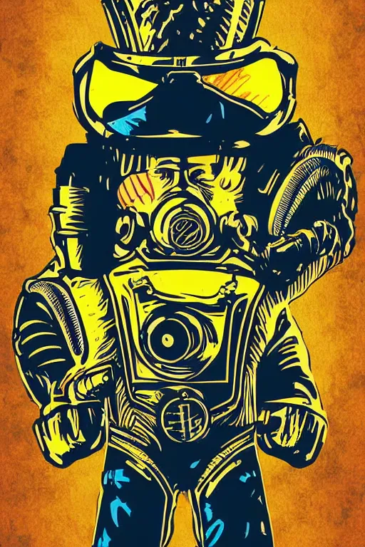 Image similar to fallout 7 6 retro futurist illustration art by butcher billy, sticker, colorful, illustration, highly detailed, simple, smooth and clean vector curves, no jagged lines, vector art, smooth andy warhol style