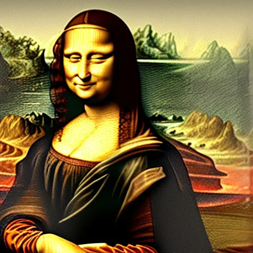 Image similar to mona lisa typing a text message on her iphone by leonardo davinci