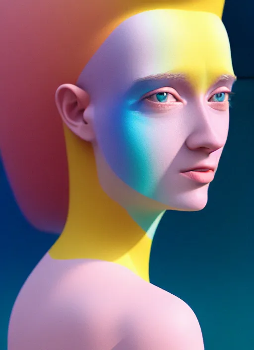 Image similar to Kodak Portra 400, 8K, soft light, volumetric lighting, highly detailed, fine art portrait photography in style of Giovanni Gastel , britt marling style 3/4 face morphing with soft pastel colors tropical fishes, metamorphosis complex 3d render, 150 mm lens, soft blur background, bust with intricate details, elegant, hyper realistic, ultra detailed, octane render, etheric, outworldly colours, emotionally evoking, head in focus, fantasy, ornamental, intricate, elegant, 8K, soft light, volumetric underwater lighting, highly detailed, Refined, Highly Detailed, soft lighting colors scheme, fine art photography, Hyper realistic, photo realistic