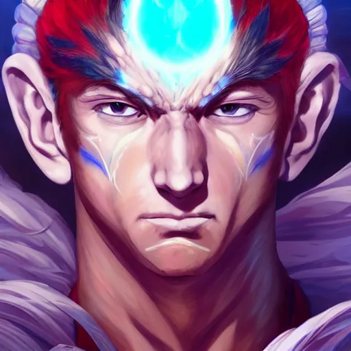 Image similar to anime portrait of Apollo24 as a shaman yedi using dark force to eliminate trump as an anime antagonist by Stanley Artgerm Lau, WLOP, Rossdraws, James Jean, Andrei Riabovitchev, Marc Simonetti, and Sakimichan, trending on artstation