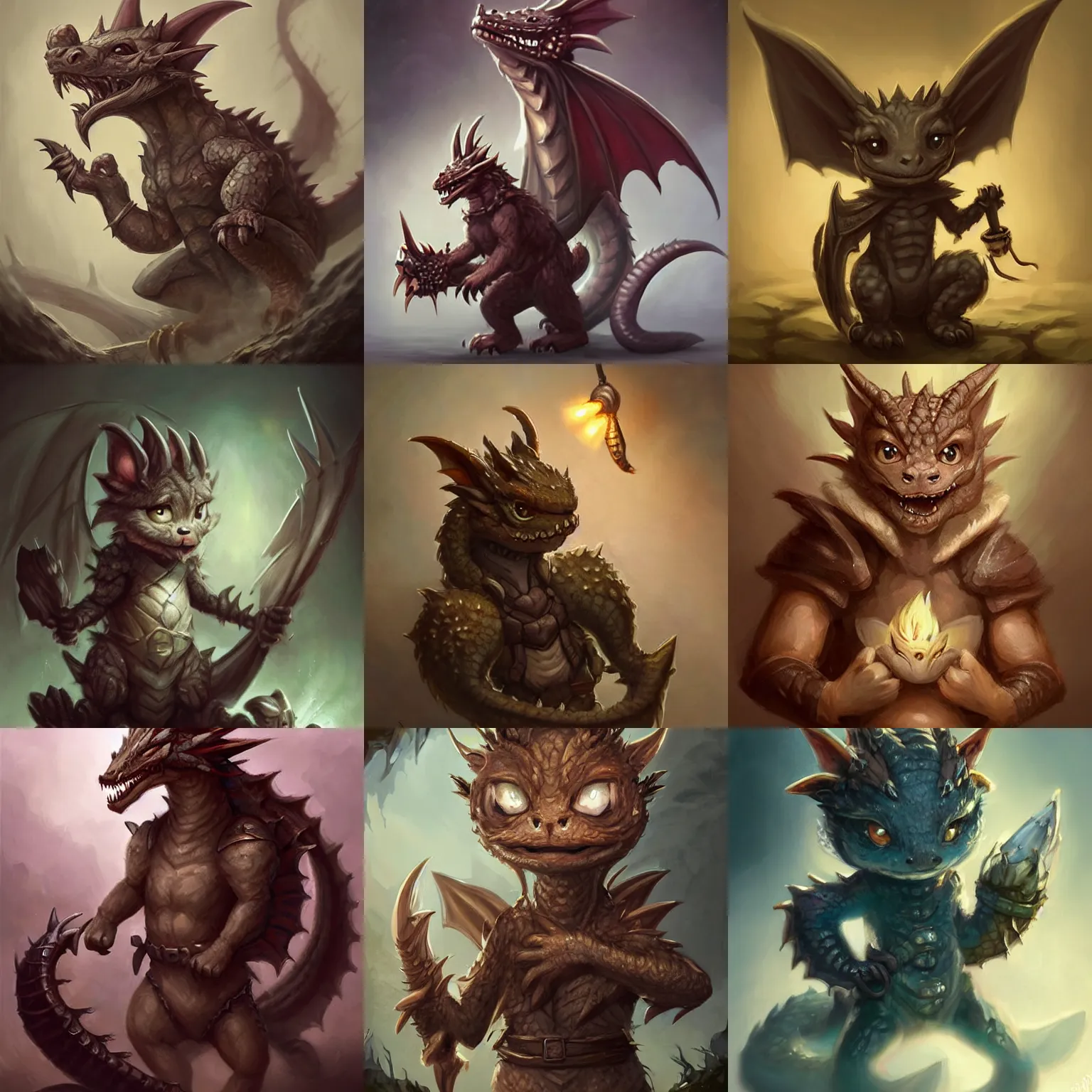 Prompt: cute little anthropomorphic furry dragon, tiny, small, miniature dragon, baby dragon, short, pale black armor, cute and adorable, pretty, beautiful, DnD character art portrait, matte fantasy painting, DeviantArt Artstation, by Jason Felix by Steve Argyle by Tyler Jacobson by Peter Mohrbacher, cinematic lighting