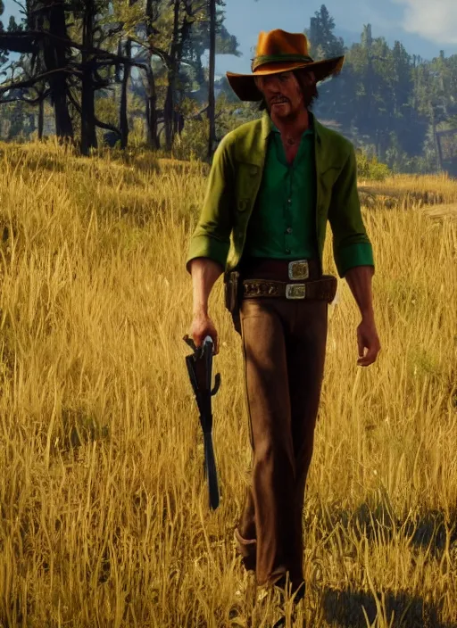 Image similar to film still of shaggy rogers in red dead redemption 2 ( 2 0 1 8 video game )