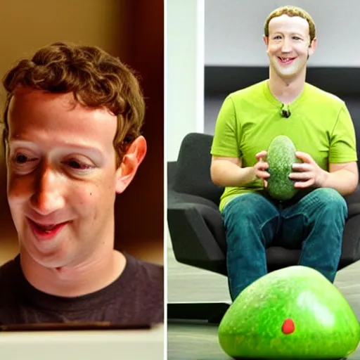 Image similar to mark zuckerberg as an avocado chair