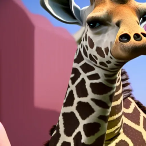 Prompt: a fat grandma turning into a giraffe, vfx, detailed