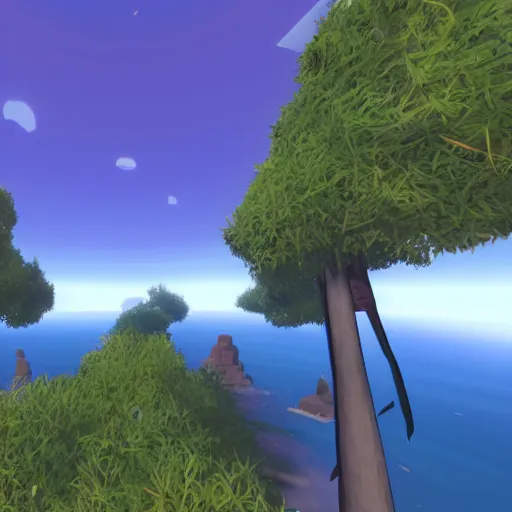 Image similar to first person tilted angle view of a VRchat world, screenshot