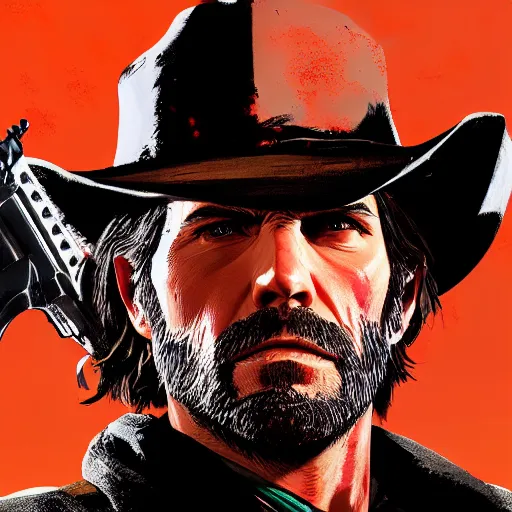 Image similar to a gunslinger with a long scar across the left side of his face, from red dead redemption 2, dramatic light, highly detailed