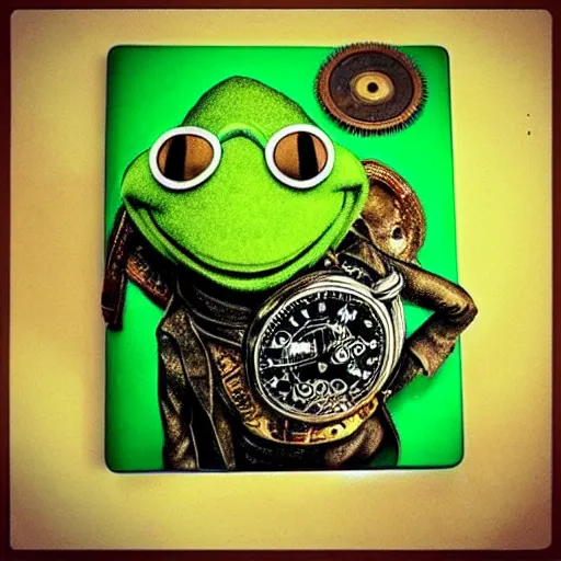 Image similar to “ steampunk kermit the frog ”