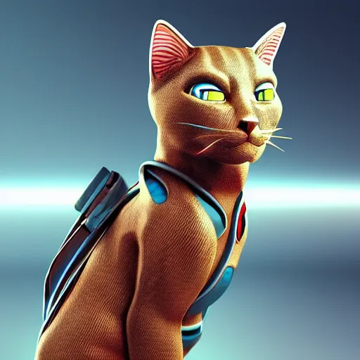 Image similar to cyborg cat from the future, octane render