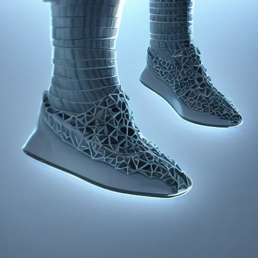 Prompt: shoes inspired by Fractals, concept art, product design, octane render, high detail, 8k, aesthetic, symmetrical