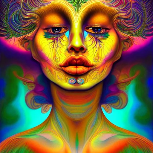 Prompt: An extremely psychedelic portrait of heaven, surreal, LSD, face, detailed, intricate, elegant, lithe, highly detailed, digital painting, artstation, concept art, smooth, sharp focus, illustration