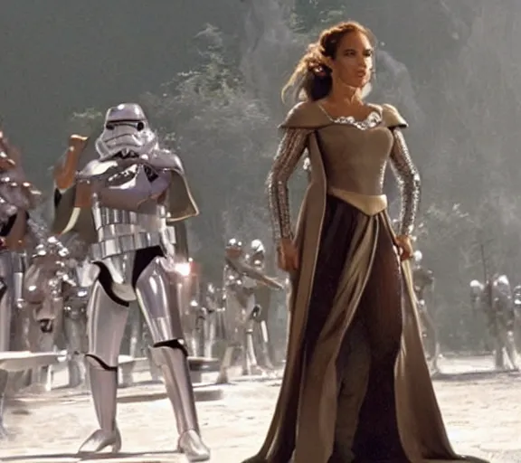 Image similar to a movie still of jennifer lopez as princess leigha in the movie star wars