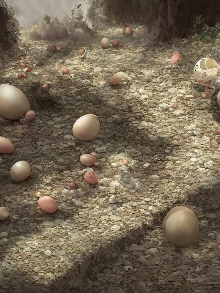 Image similar to walking on eggshells by disney concept artists, blunt borders, rule of thirds