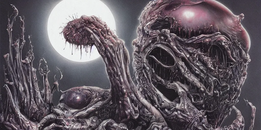 Image similar to the eclipse from berserk, creepy, melting, since, horror, art by wayne barlowe, giger, artgerm