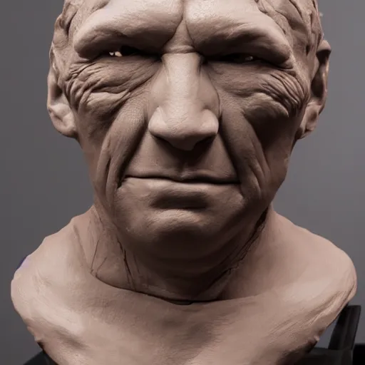 Image similar to sculpting a human face from wet clay