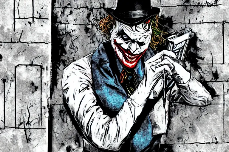 Image similar to a photo of the joker playing on a nintendo dsi in arkham asylum, photorealistic, dark cell background