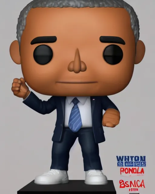 Image similar to full body 3d render of barack obama as a funko pop, studio lighting, white background, blender, trending on artstation, 8k, highly detailed