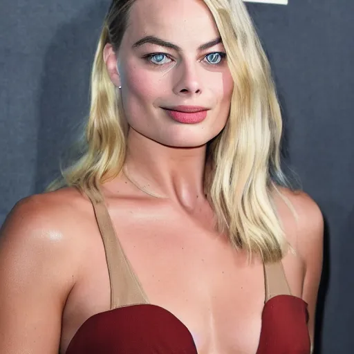 Prompt: margot robbie with a dad bod