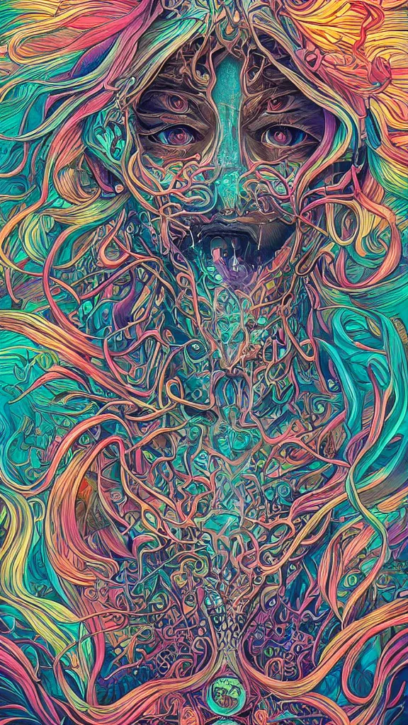 Prompt: android jones alex grey alex grey mark cooper artgerm artstation award winning photorealistic detailed hypervivid intense fantasy concept art, hypervivid intense mcbess, the sea by dan mumford