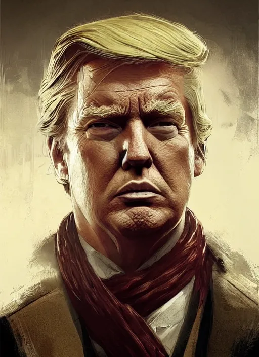 Image similar to highly detailed portrait of donald trump red dead redemption art, unreal engine, fantasy art by greg rutkowski