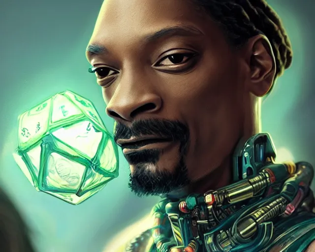 Prompt: man snoop dogg with cyberpunk implants, deep focus, d & d, fantasy, intricate, elegant, highly detailed, digital painting, artstation, concept art, matte, sharp focus, illustration, hearthstone, art by artgerm and greg rutkowski and alphonse mucha