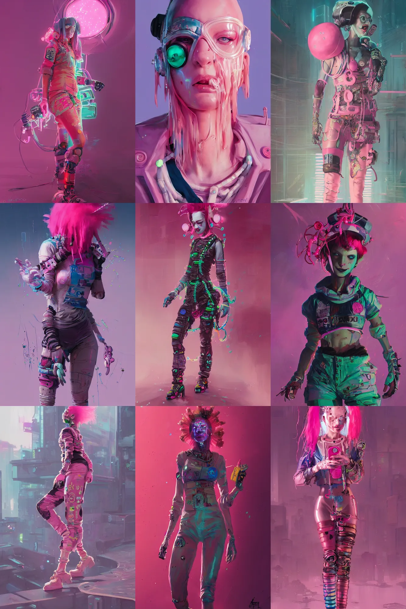 Image similar to cyberpunk clown girl made of pink slime, wearing cyberpunk intricate streetwear, transparent, behance hd artstation by jesper ejsing by rhads, makoto shinkai and lois van baarle, ilya kuvshinov, ossdraws, cinematic lighting, sharp focus, surreal concept art, lifelike, ray tracing, photorealistic