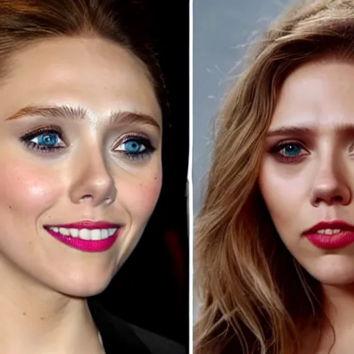 Image similar to elizabeth olsen mixed with scarlett johansson