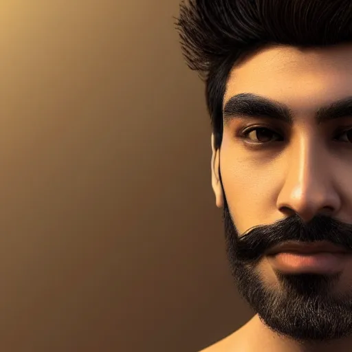 Image similar to the best brown male with short beard and mustache profile picture of 2 0 2 5, 4 k, beautiful gorgeous digital art, trending on artstation