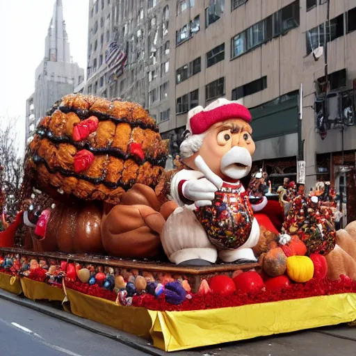 Image similar to pictures of Danny Devito as a Macy's Thanksgiving Day parade float