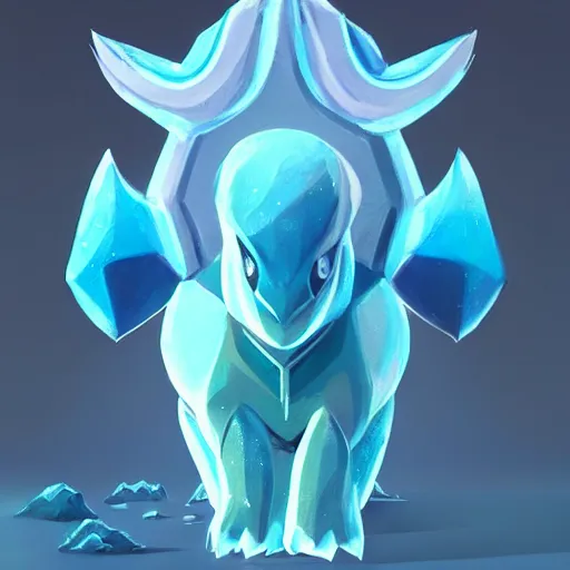 Image similar to a ice type pokemon:: by beeple and James Gilleard and Justin Gerard :: ornate, dynamic, particulate, intricate, elegant, highly detailed, centered, artstation, smooth, sharp focus, octane render, 3