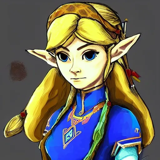 Image similar to a portrait of princess zelda from the legend of zelda breath of the wild, breath of the wild art style.