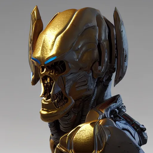 Prompt: portrait of doom gold statue reflect chrome, 8 k uhd, unreal engine, octane render in the artstyle of finnian macmanus, john park and greg rutkowski