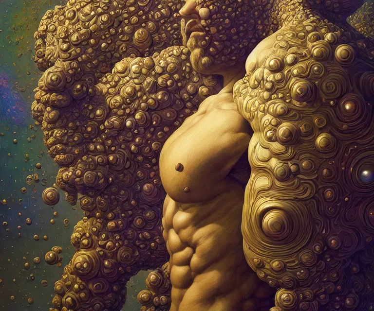 Prompt: hyper detailed 3d render like a Oil painting - atlas dramatically supporting the universe on his shoulders, by Jacek Yerka, Mariusz Lewandowski, Houdini algorithmic generative render, Abstract brush strokes, Masterpiece, Edward Hopper and James Gilleard, Zdzislaw Beksinski, Mark Ryden, Wolfgang Lettl, hints of Yayoi Kasuma, octane render, 8k