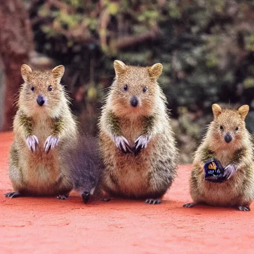 Prompt: family of quokka as family feud contestants