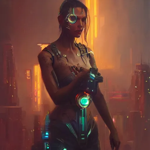 Image similar to a beautiful portrait of a cyberpunk goddess by greg rutkowski and raymond swanland, trending on artstation, ultra realistic digital art