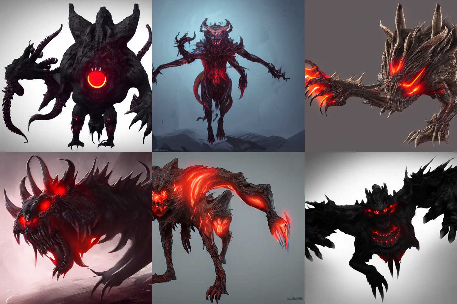 Prompt: a demonic creature with glowing eyes and claws, concept art by zhang sengyao, polycount contest winner, altermodern, polycount, concept art, cryengine