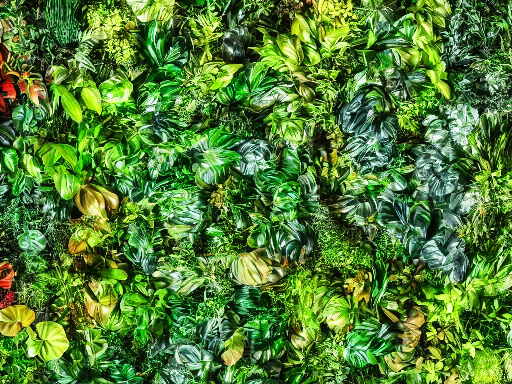 Image similar to professional digital art of a jungle of plastic plants, high quality, hd, 4 k, 8 k,