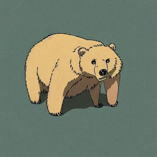 Image similar to a bear drawn by studio ghibli, hayao miyazaki