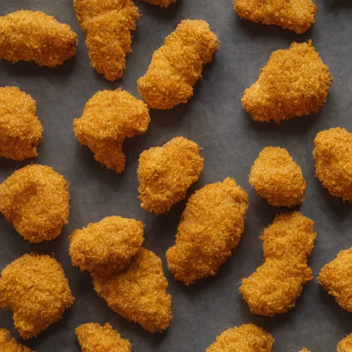 Prompt: An asteroid field made of chicken nuggets. photorealistic, 8k, cinematic