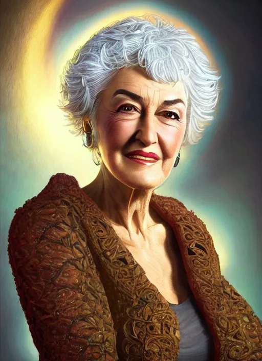 Prompt: highly detailed portrait of bea arthur, fantasy illustration by simon bisley, global illumination, radiant light, detailed and intricate environment