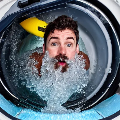 tiny bearded Canadian snorkeling inside washing Stable Diffusion