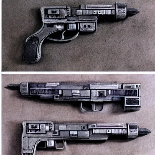 Image similar to deckard pistol design from blade runner