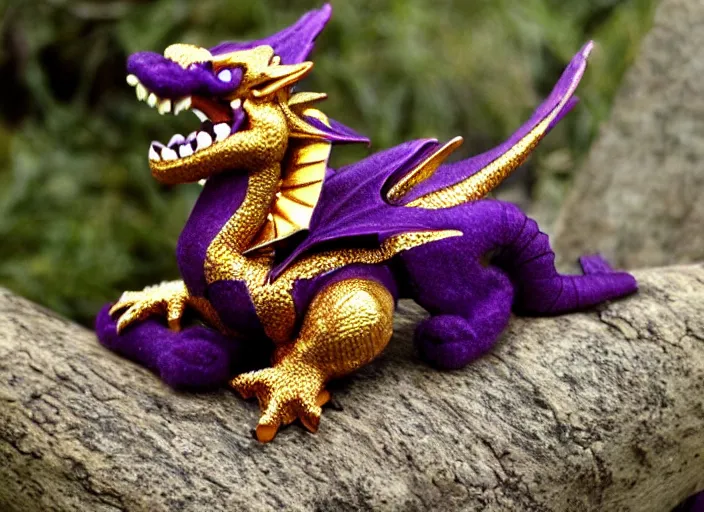 Image similar to A tiny cute purple and gold dragon lays down on its back, cute dragon looking up relaxing