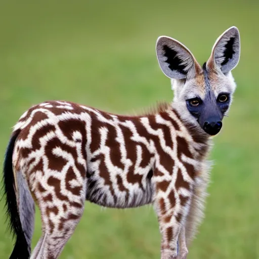 Prompt: photo of an aardwolf giraffe hybrid