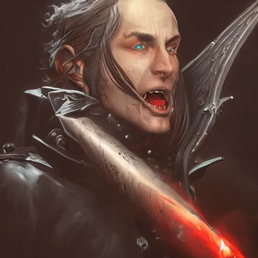 Image similar to digital _ painting _ of _ van helsing the vampire slayer _ by _ filipe _ pagliuso _ and _ justin _ gerard _ symmetric _ fantasy _ highly _ detailed _ realistic _ intricate _ port