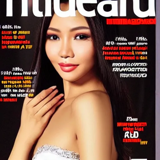 Prompt: the most beautiful Filipina. Magazine cover