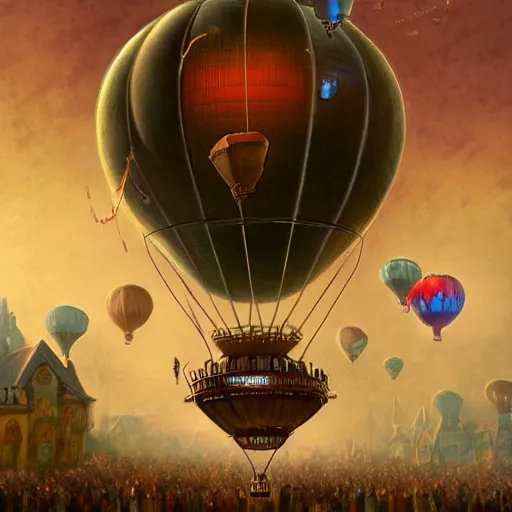 Image similar to a beautiful stunning fantasy whimsical matte digital illustration of a hot - air balloon race at night by marc simonetti, pastel color palette, disney steampunk, chiaroscuro magical bokeh moon stars, trending on artstation hq, masterpiece