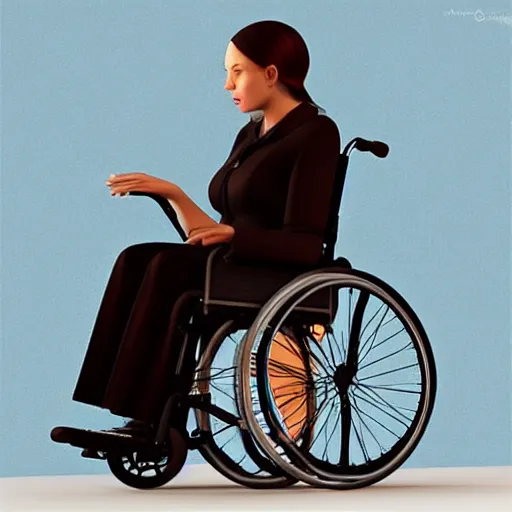 Image similar to “ color photo of a beautiful woman in a wheelchair, hd, photorealistic, detailed ”