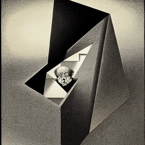 Image similar to lithography on paper secret artefact conceptual figurative post - morden monumental dynamic portrait by goya and escher and hogarth, inspired by magritte, illusion surreal art, highly conceptual figurative art, intricate detailed illustration, controversial poster art, polish poster art, geometrical drawings, no blur