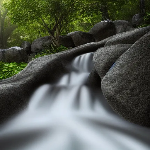 Image similar to a stairway of flowing water, hyperrealistic, 8 k, octane render, unreal engine, highly detailed, a real photographic, digital art, 8 k, realistic, ocatne render